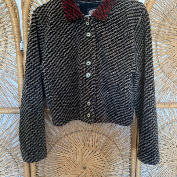 Slightly cropped fleece button up jacket/sweater from County Clothing Co. 90s - Picture 5 of 5